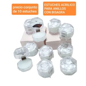 Estuches de acrílico para anillos. Conjunto de 10 unidades.