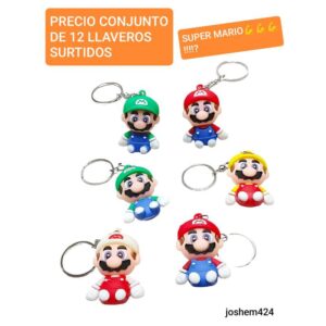 Llaveros de goma Super Mario. Conjunto de 12 unidades.