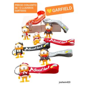 Llaveros de goma Gardfield. Conjunto de 12 unidades.