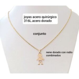 Conjunto: cadena con dije nene dos colores.