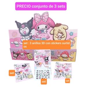 Anillos 3D con stickers. Conjunto de 3 sets.