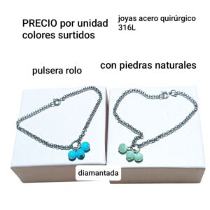 Pulsera LucMD. Cadena rolo con piedras.