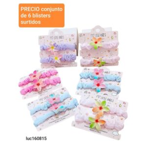 Scunzys LucMD 160815. Con apliques de flores. Conjunto de 6 blisters.