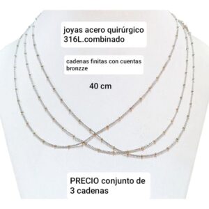 Cadenas combinadas LucMD x 40cm.  Conjunto de 3 unidades.