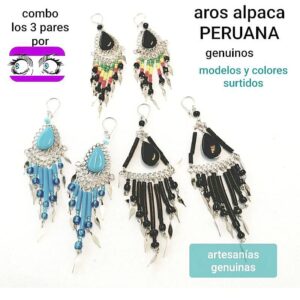 Aros alpaca peruana precio conjunto de 3 pares surtidos