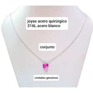 Conjunto LucMD: cadena espejito + dije corazón cristal.