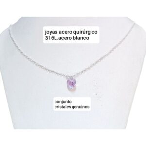 Conjunto LucMD: cadena espejito + dije corazón cristal.