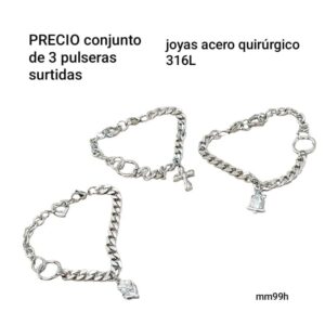Pulsera MM 99H. Conjunto de 3 unidades. Modelos surtidos.