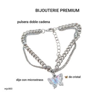Pulsera MJC 003. Cadena doble con dije mariposa.