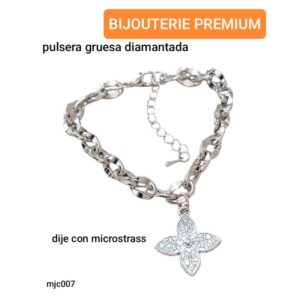 Pulsera MJC 007. Cadena doble con dije flor.