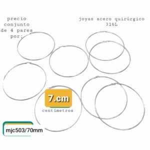 Aros MJC 503. Argollas 7cm. Conjunto de 4 pares.