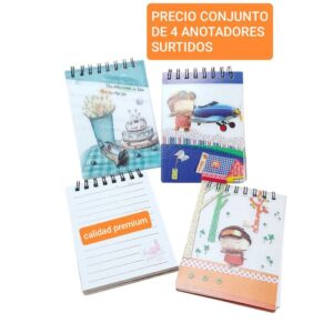 Anotadores x 4 unidades. Modelos surtidos.