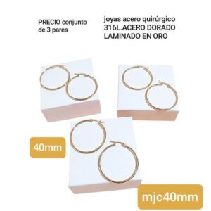Aros MJC. Argollas 40mm. Conjunto de 3 pares.
