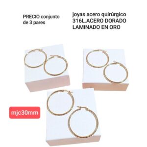 Aros MJC. Argollas 30mm. Conjunto de 3 pares.