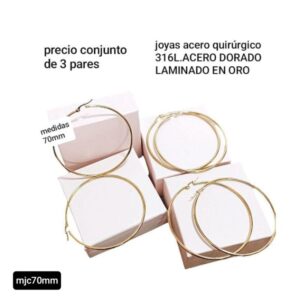 Aros MJC. Argollas 70mm. Conjunto de 3 pares.