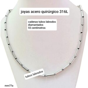 Cadena MM 77A. Con tubitos labrados x 55cm.