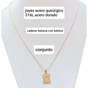 Conjunto LucMD: cadena italiana con dije cruz calada.