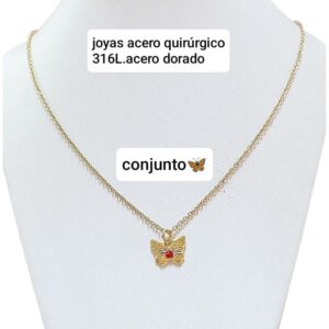 Conjunto LucMD: cadena con dije mariposa con strass.