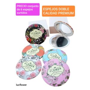 Espejos para cartera. Modelo flowers. Conjunto de 6 unidades.