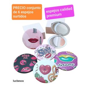 Espejitos para cartera. Modelo besos 💋. Conjunto de 6 unidades.