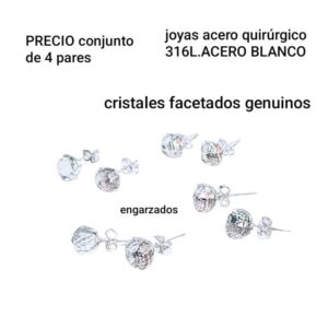 Aros MJC con cristales. Conjunto de 4 pares.