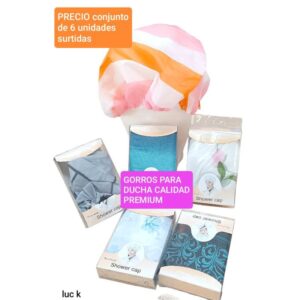 Gorras para baño. Conjunto de 6 unidades. Modelos surtidos.