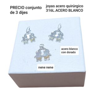 Dijes LucMD. 2 nenes. Conjunto de 3 unidades.