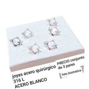 Aros LucMD: rombo calado con flor. Conjunto de 3 pares.