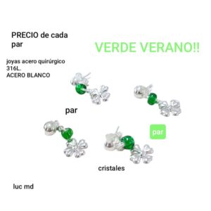 Aros verde verano.precio de cada par