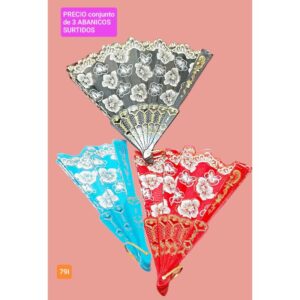 Abanicos 79I. Conjunto de 3 unidades. Colores surtidos.
