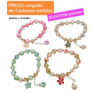 Pulseras con piedras y cristales. Conjunto de 4 unidades