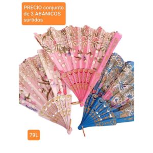 Abanicos MM 79L. Conjunto de 3 unidades. Colores surtidos.