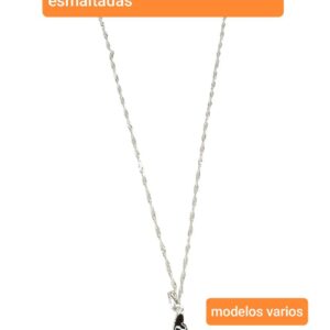 Conjunto: cadena con dije mariposa esmaltada. Colores surtidos.