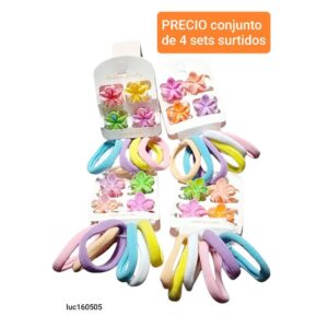 Set LucMD 160505: broches flores + colitas. Conjunto de 4 sets.