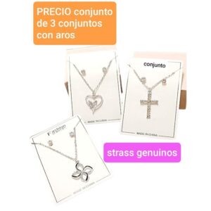 Set: cadena con dije + aros. Conjunto de 3 sets.