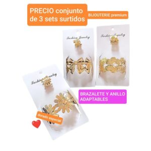 Set: brazalete + anillo. Conjunto de 3 sets.