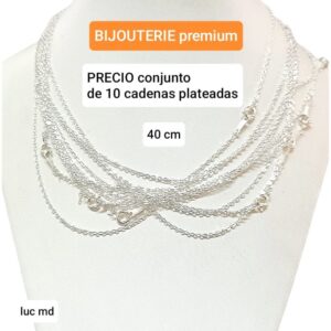 Cadenas LucMD plateadas x 40cm. Conjunto de 10 unidades.