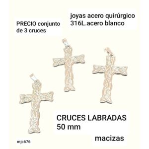 Dije MJC 676. Cruz labrada. Conjunto de 3 unidades.