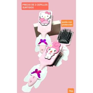 Cepillos MM 76S. Con apliques Hello Kity. Conjunto de 3 unidades.