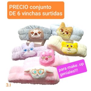 Vinchas para maquillaje 3 I. Conjunto de 6 unidades.