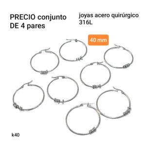 Aros MM K40. Conjunto de 4 pares.