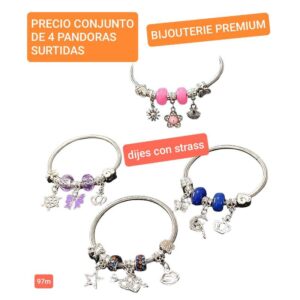 Pulseras Pandora MM 97M. Conjunto de 4 unidades.