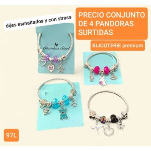 Pulseras Pandora MM 97L. Conjunto de 4 unidades.