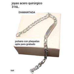 Pulsera 06R con placa para grabar.