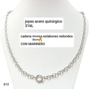 Cadena B12. Eslabones redondos con cierre marinero.