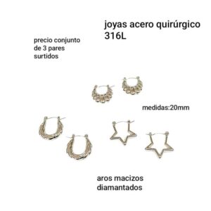 Aros 28B. Conjunto de 3 pares. Modelos surtidos.