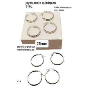 Aros MM A25. Conjunto de 4 pares.