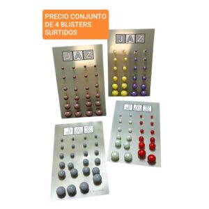 Aros perlas color. Conjunto de 4 blisters. Colores surtidos.