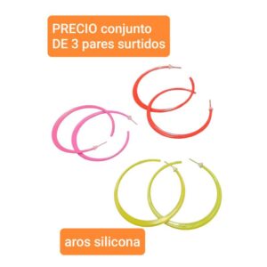 Aros silicona. Colores surtidos. Conjunto de 3 pares.