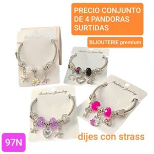 Pulseras Pandora MM 97N. Conjunto de 4 unidades.